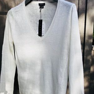 🌸Theory women white linen long sleeve knit